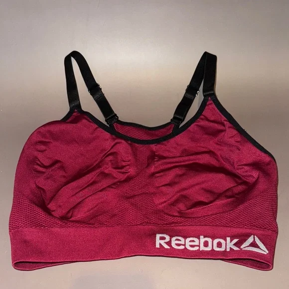 Reebok Women's Burgundy Sports Bra Size XL No Padding Very Good Condition - Picture 1 of 8